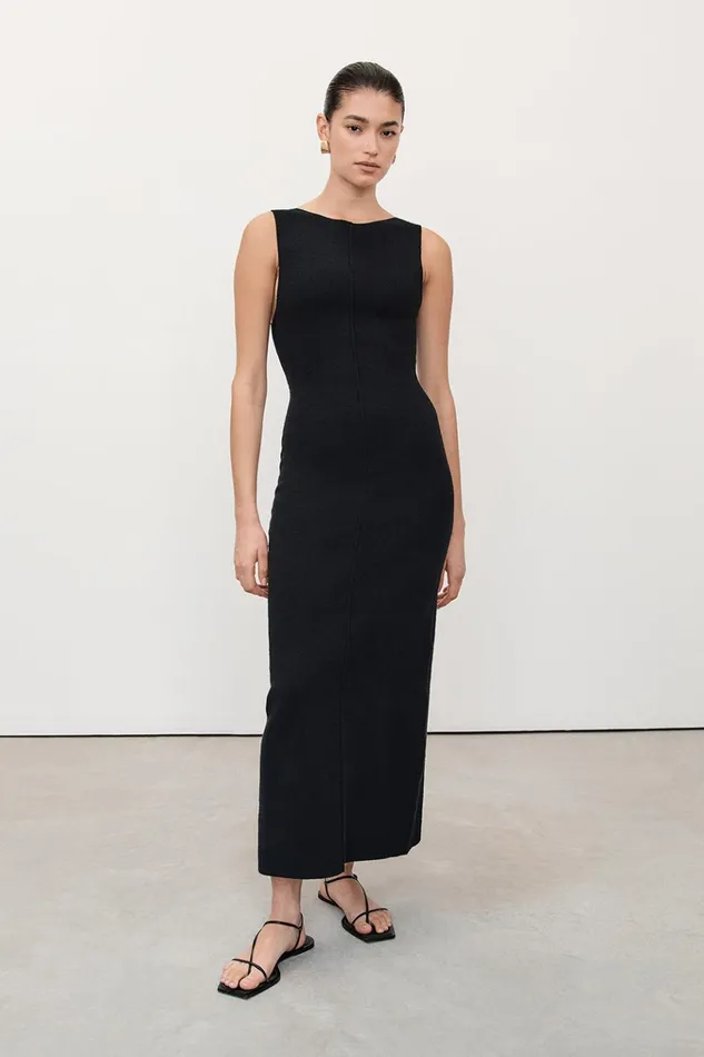 Women Midi Dresses DISSH OWEN BLACK CREPE KNIT DRESS