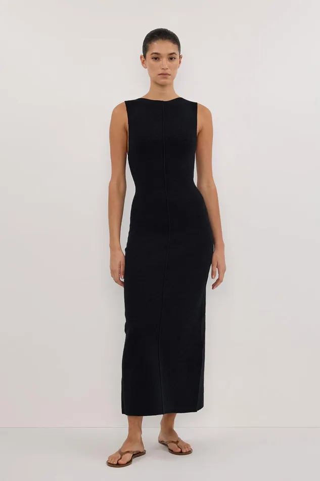 Women Midi Dresses DISSH OWEN BLACK CREPE KNIT DRESS