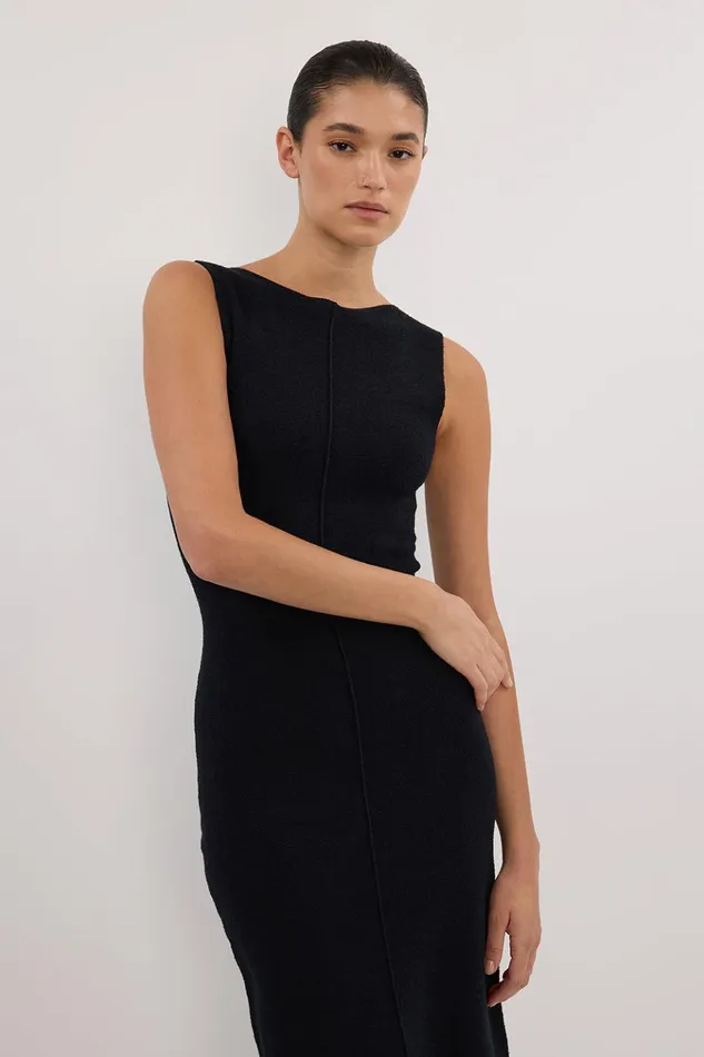Women Midi Dresses DISSH OWEN BLACK CREPE KNIT DRESS
