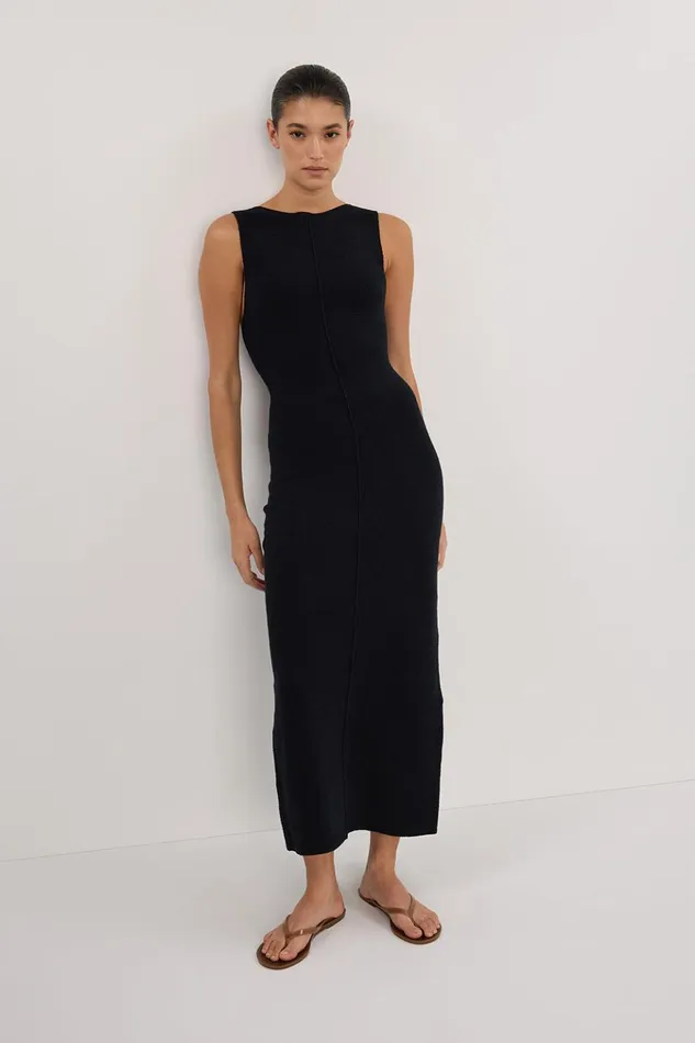 Women Midi Dresses DISSH OWEN BLACK CREPE KNIT DRESS