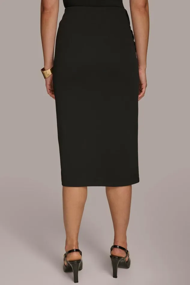 Women MIDI SKIRT WITH BRUSHED HARDWARE DETAIL Black Donna Karan New York Skirts