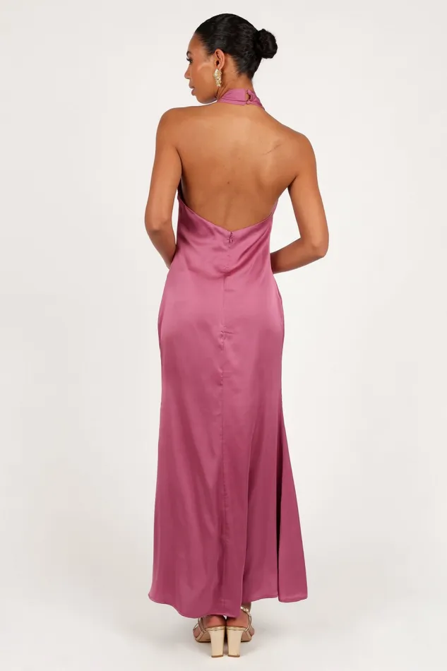 Women Mila Halterneck Maxi Dress Dark Rose Event Dresses Petal and Pup