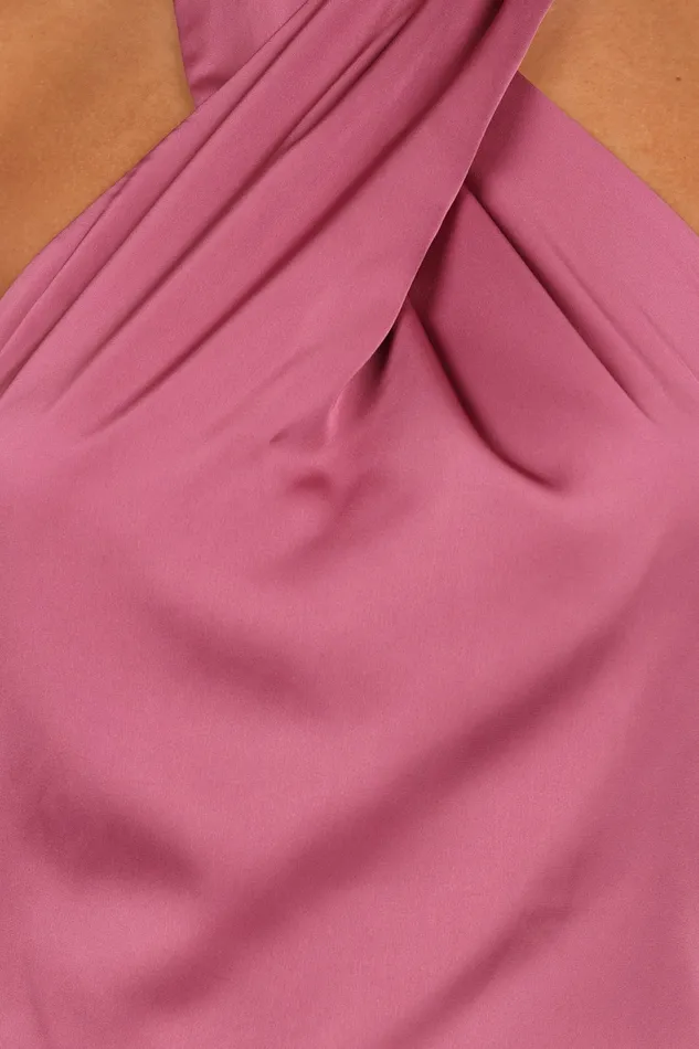 Women Mila Halterneck Maxi Dress Dark Rose Event Dresses Petal and Pup