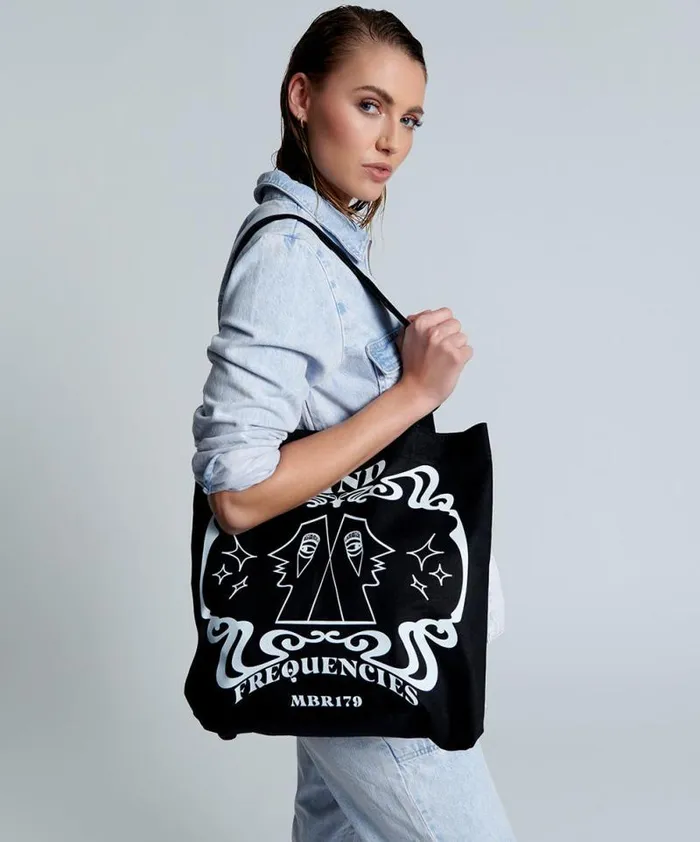 Women MIND FREQUENCIES MOBLACK TOTE BAG One Teaspoon Bags