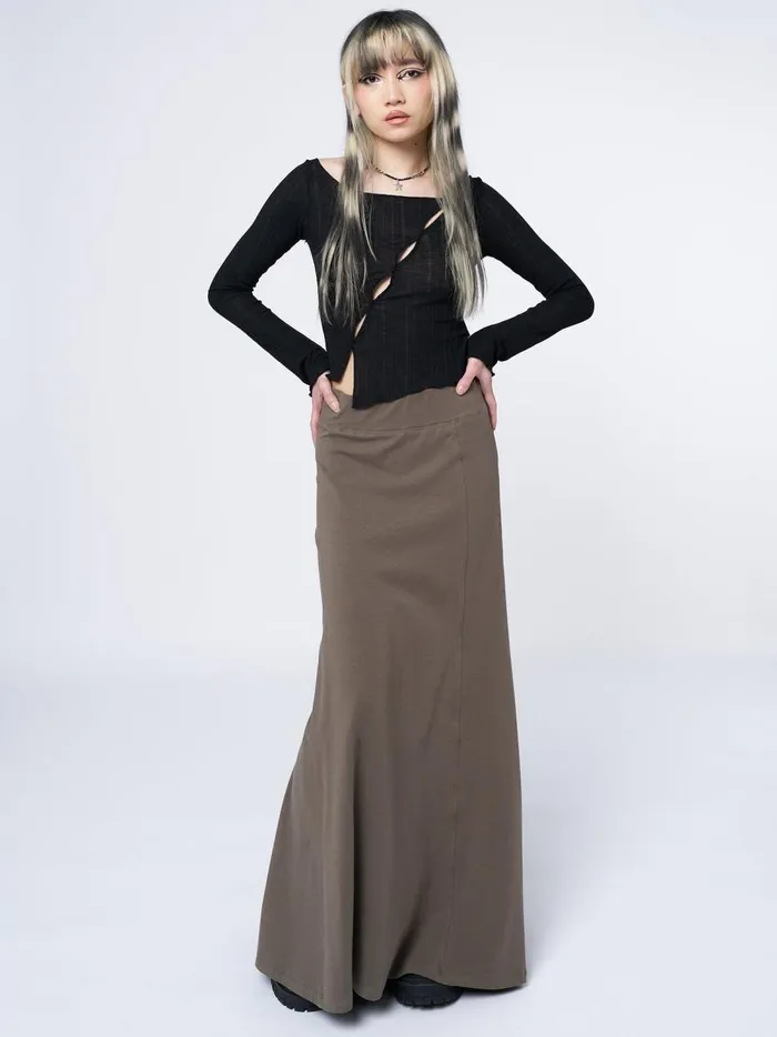 Women Minga London Bottoms Aria Green Lined Maxi Skirt