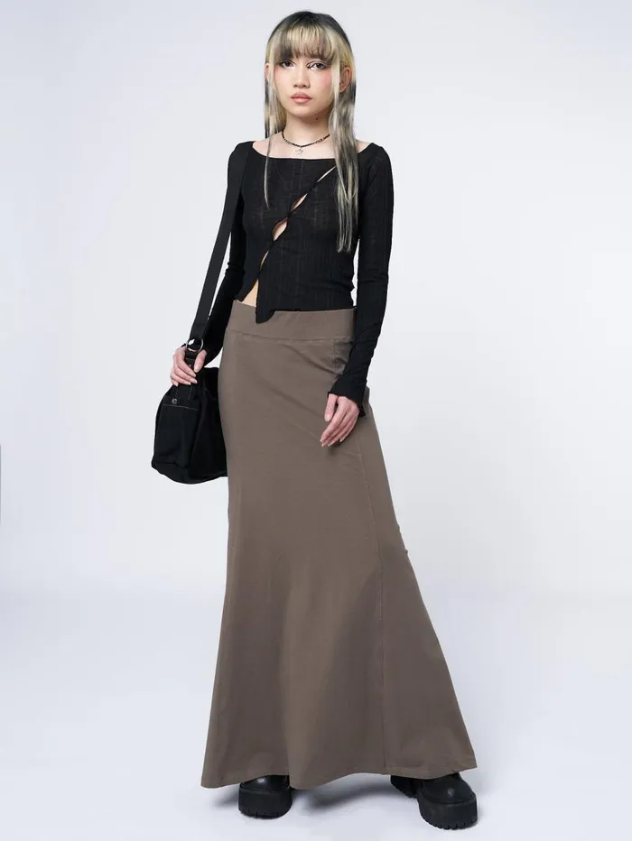 Women Minga London Bottoms Aria Green Lined Maxi Skirt
