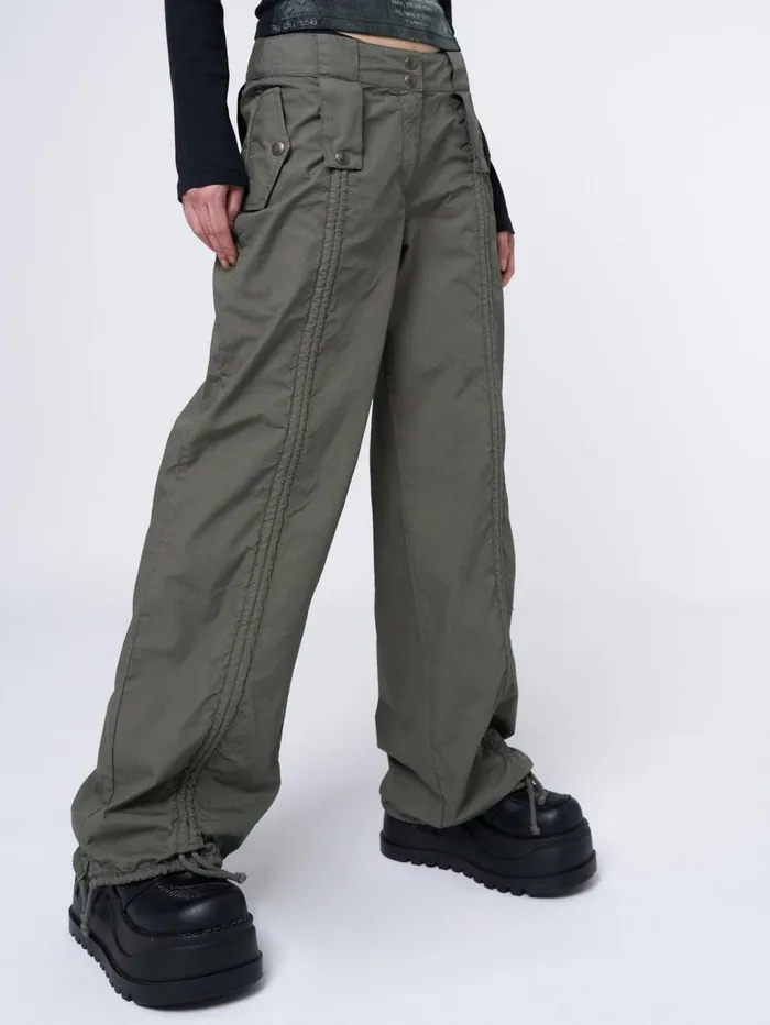 Women Minga London Bottoms Bea Green Ruched Front Pants