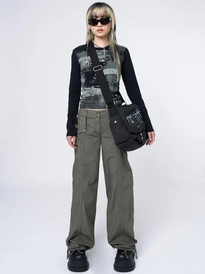 Women Minga London Bottoms Bea Green Ruched Front Pants