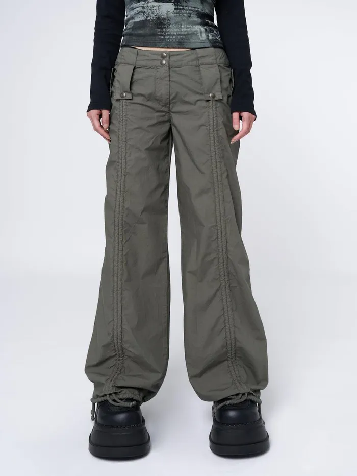 Women Minga London Bottoms Bea Green Ruched Front Pants
