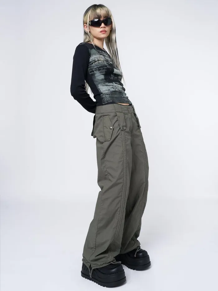 Women Minga London Bottoms Bea Green Ruched Front Pants