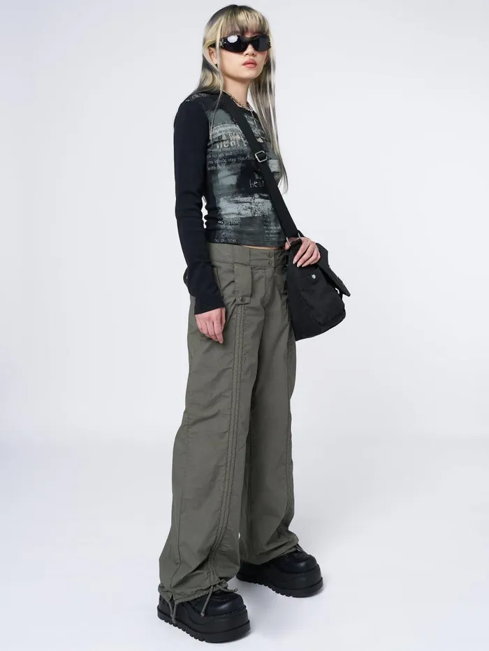 Women Minga London Bottoms Bea Green Ruched Front Pants