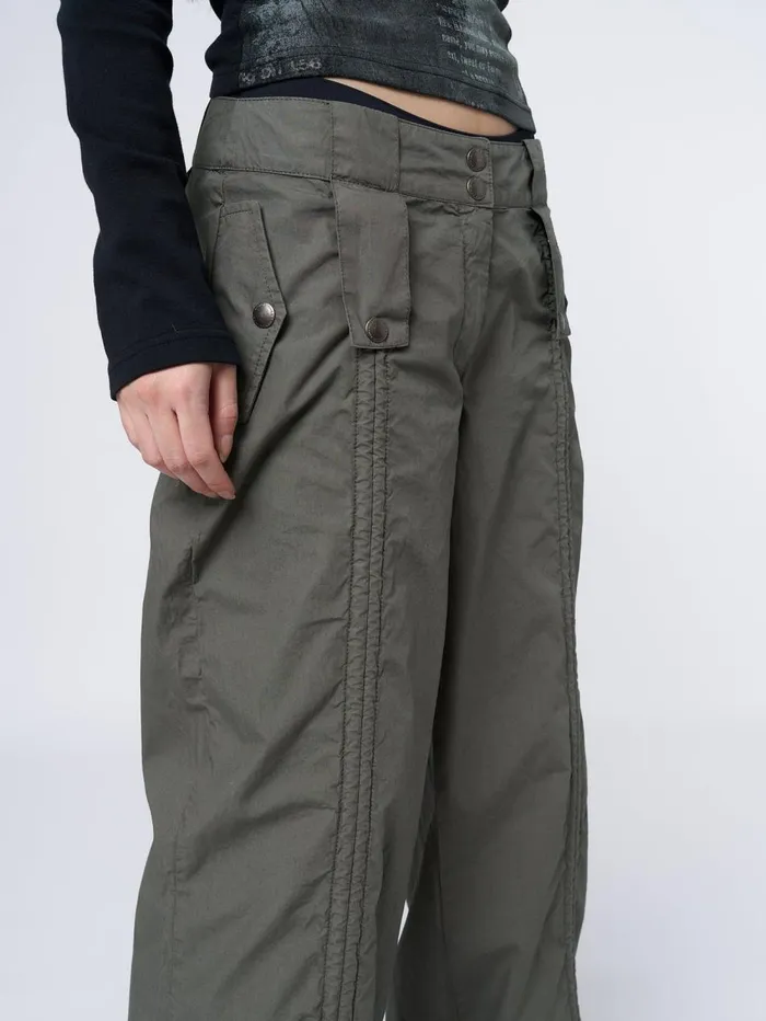 Women Minga London Bottoms Bea Green Ruched Front Pants