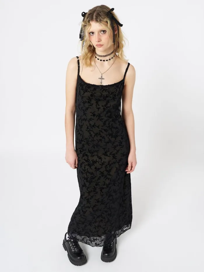 Women Minga London Dresses Titania Black Mesh Maxi Dress