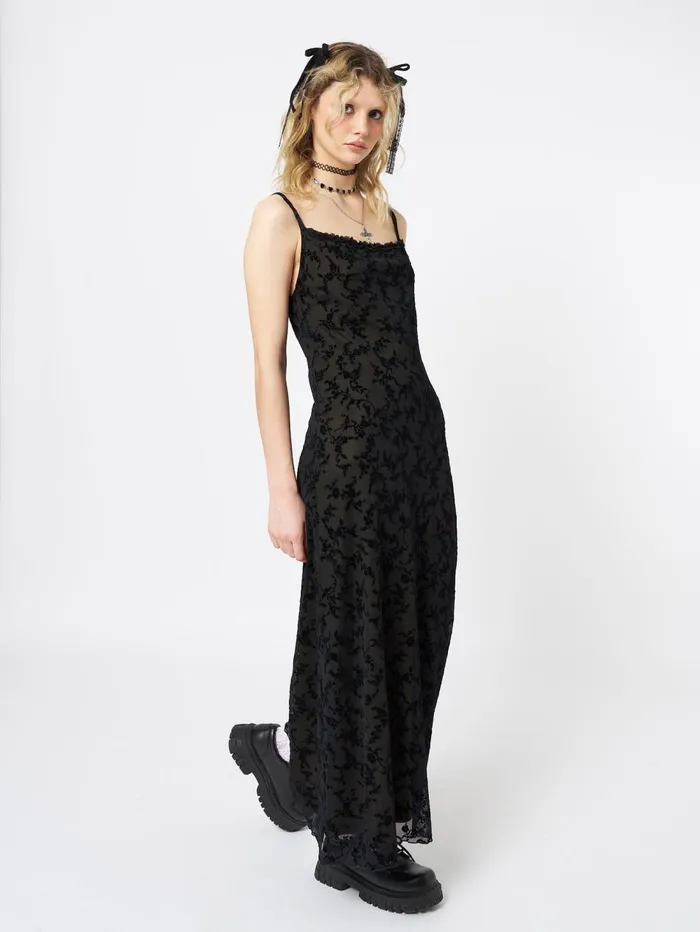 Women Minga London Dresses Titania Black Mesh Maxi Dress