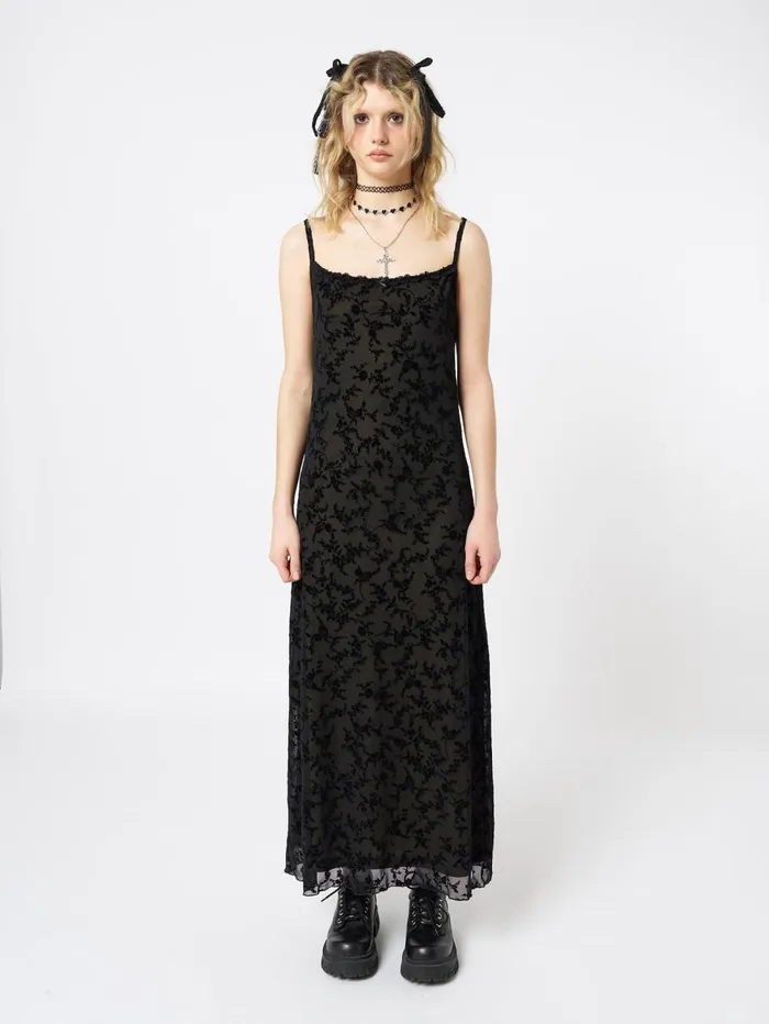 Women Minga London Dresses Titania Black Mesh Maxi Dress