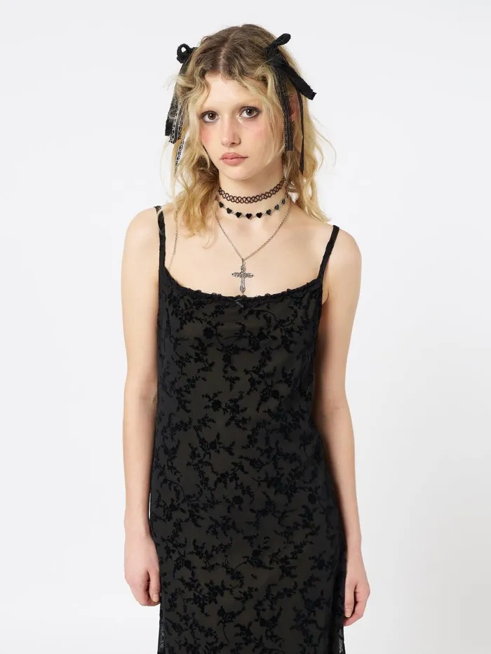 Women Minga London Dresses Titania Black Mesh Maxi Dress