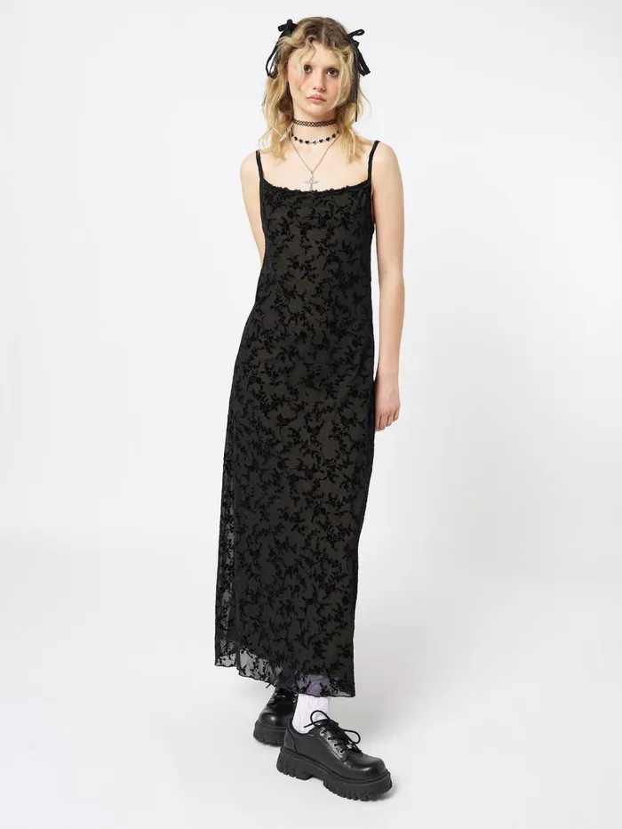 Women Minga London Dresses Titania Black Mesh Maxi Dress