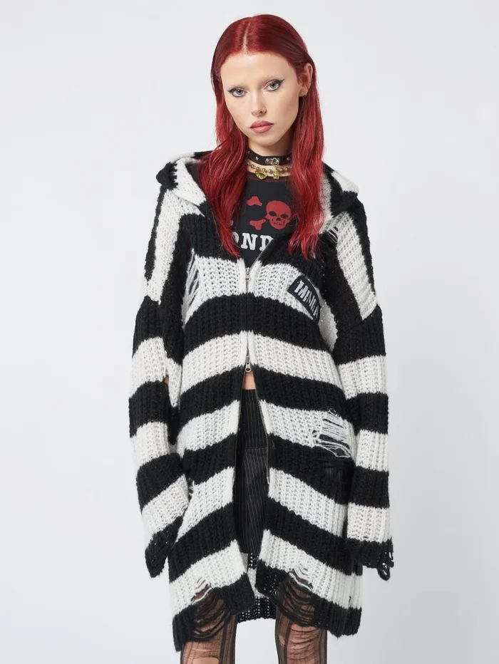 Women Minga London Jackets and Cardigans Gwen Striped Zip Up Knit Cardigan