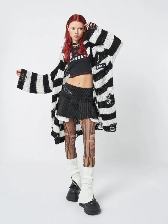 Women Minga London Jackets and Cardigans Gwen Striped Zip Up Knit Cardigan