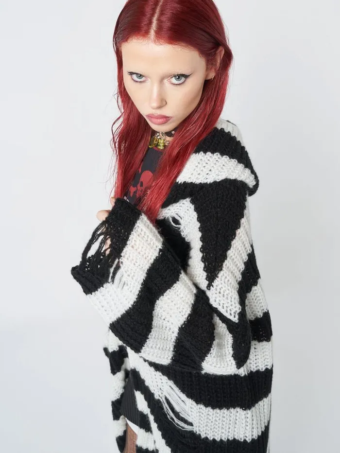 Women Minga London Jackets and Cardigans Gwen Striped Zip Up Knit Cardigan