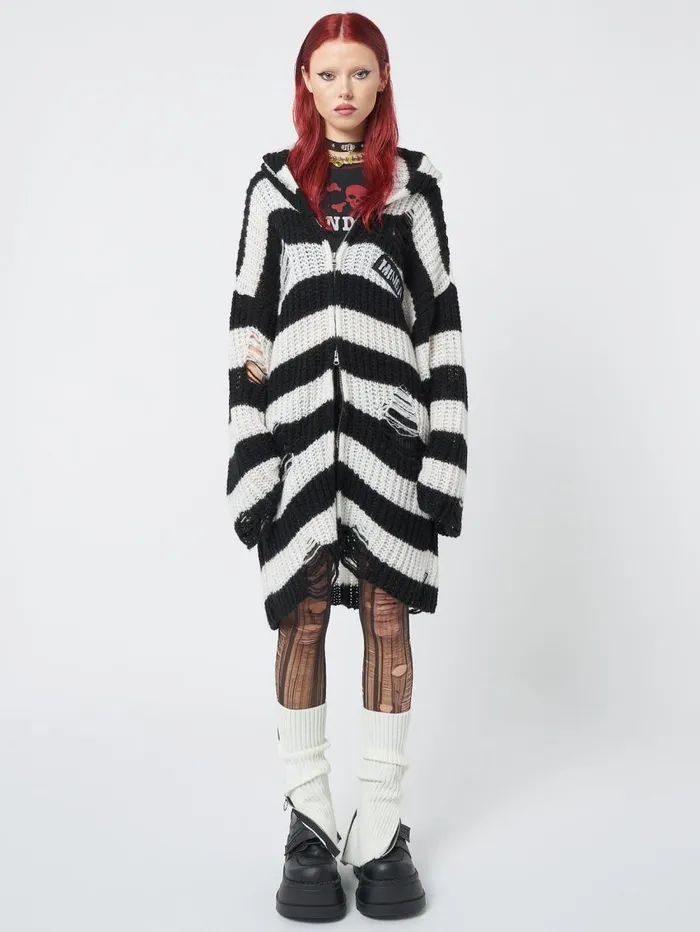 Women Minga London Jackets and Cardigans Gwen Striped Zip Up Knit Cardigan