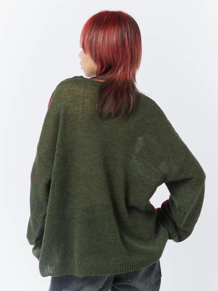Women Minga London Knitwear Interstellar Star Pink Khaki Knit Sweater