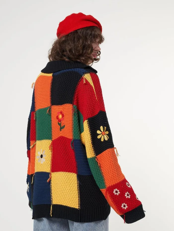 Women Minga London Knitwear Minga X Strangervinyl Rainbow Patchwork Cardigan