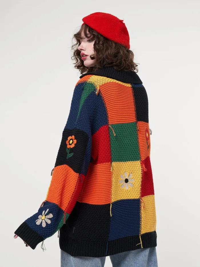 Women Minga London Knitwear Minga X Strangervinyl Rainbow Patchwork Cardigan