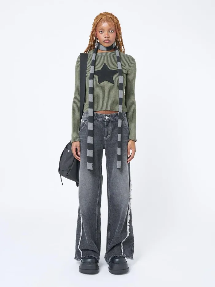 Women Minga London Knitwear Star Green Chunky Knit Jumper