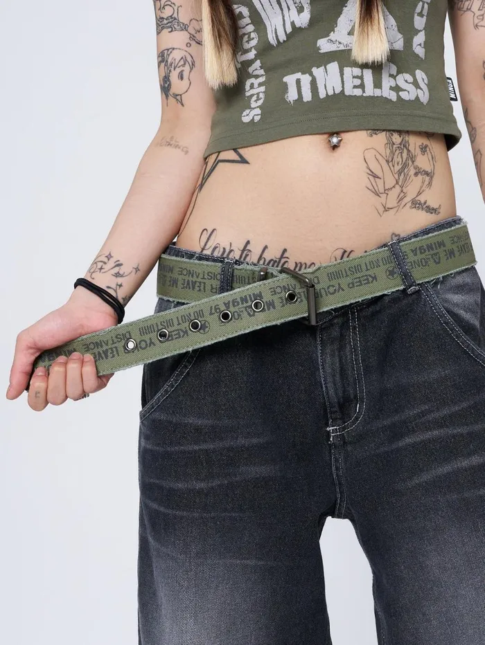Women Minga London Shop All Do Not Disturb Army Green Canvas Belt