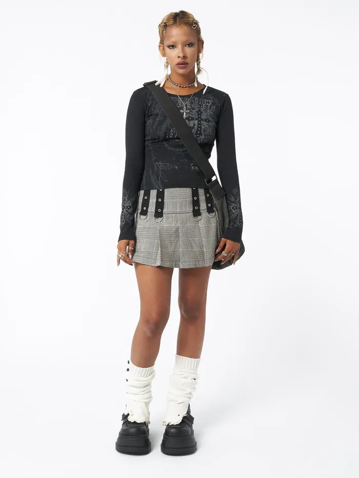 Women Minga London Tops and TShirts Cross Me Black Graphic Top