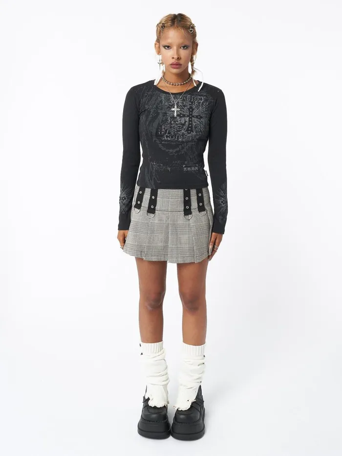Women Minga London Tops and TShirts Cross Me Black Graphic Top
