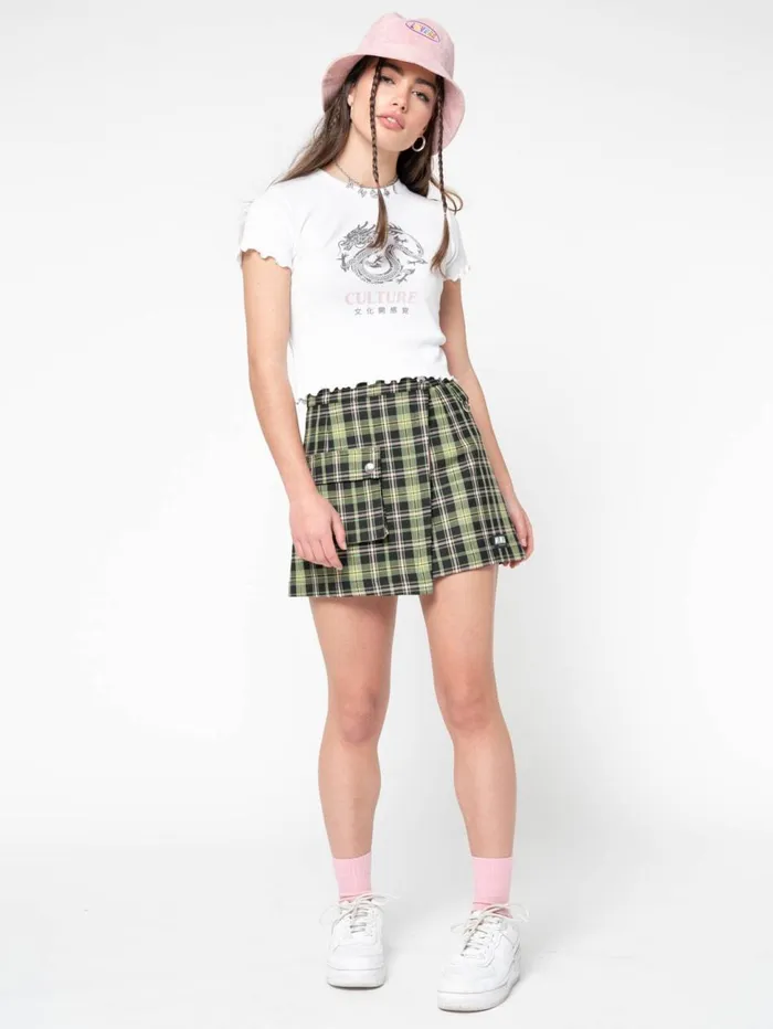 Women Minga London Tops and TShirts Culture Chinese Dragon Lettuce Edge Baby Tee