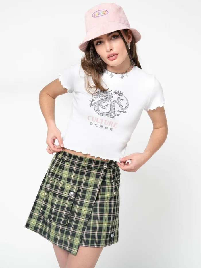 Women Minga London Tops and TShirts Culture Chinese Dragon Lettuce Edge Baby Tee