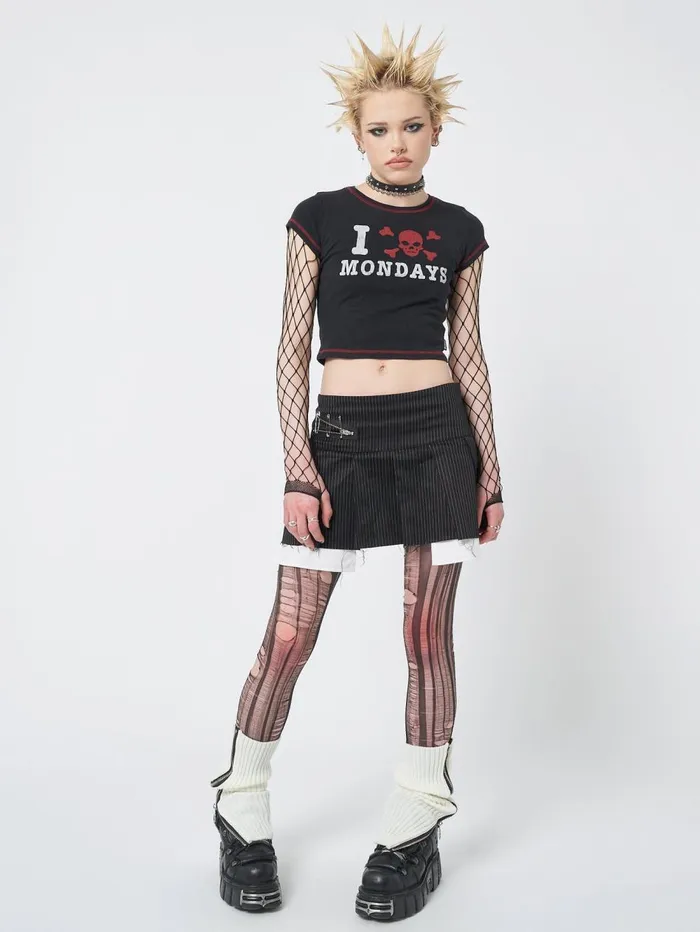 Women Minga London Tops and TShirts I Hate Mondays Black Baby Tee