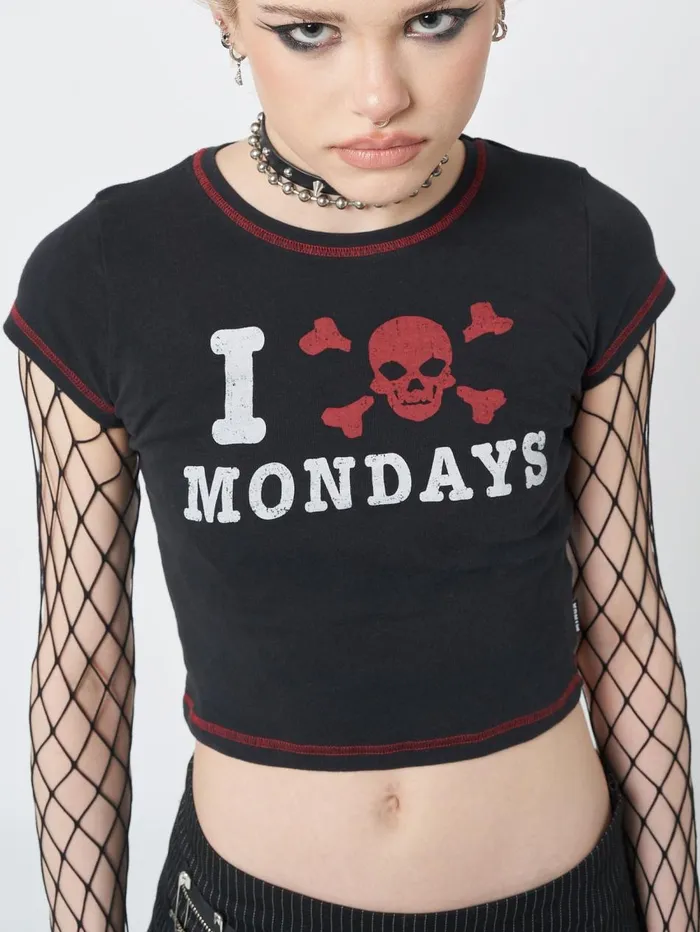Women Minga London Tops and TShirts I Hate Mondays Black Baby Tee