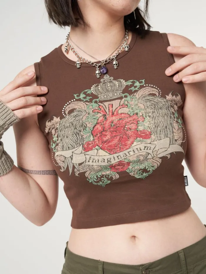 Women Minga London Tops and TShirts Imaginarium Diamante Vest Top