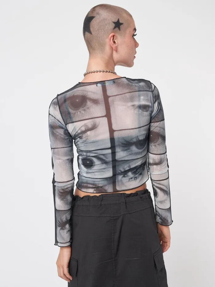 Women Minga London Tops and TShirts Mirror Eyes Mesh Crop Top