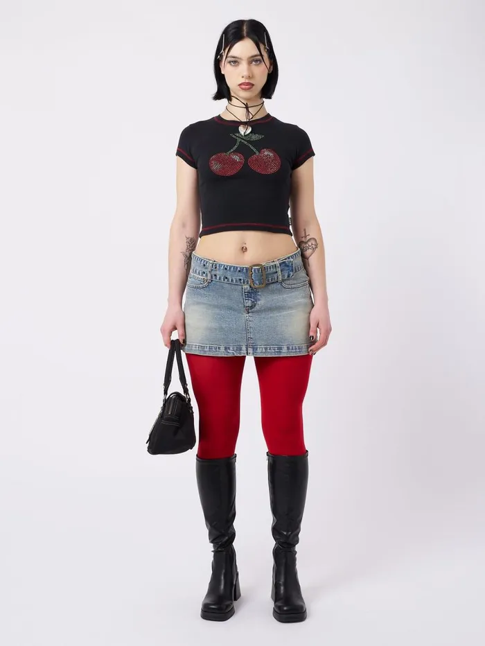 Women Minga London Tops and TShirts Mon Cheri Rhinestone Baby Tee