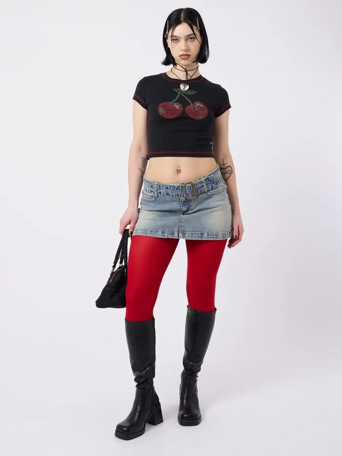 Women Minga London Tops and TShirts Mon Cheri Rhinestone Baby Tee
