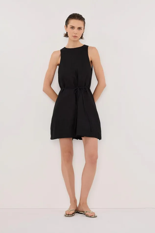 Women Mini Dresses DISSH ISABELLE BLACK MINI LINEN DRESS