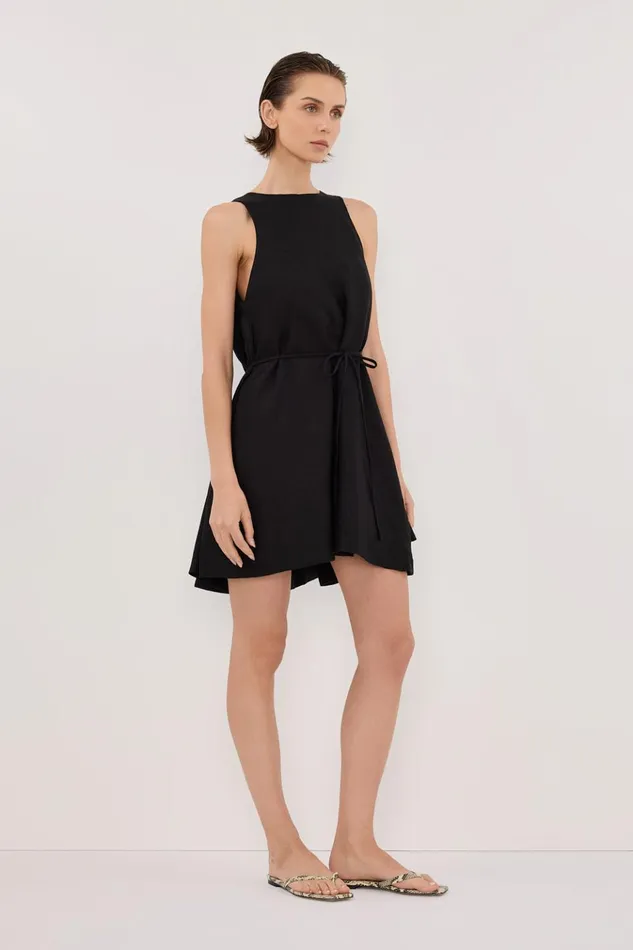 Women Mini Dresses DISSH ISABELLE BLACK MINI LINEN DRESS