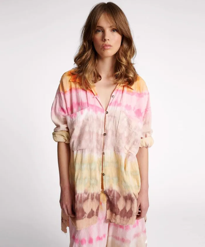 Women MIRAGE HAND DYED MUSLIN LONGLINE SHIRT One Teaspoon Shirts