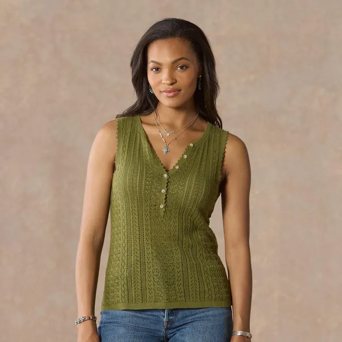 Women Nina Pointelle Tank Black Sundance Catalog Sweaters Women Nina Pointelle Tank Black Sundance Catalog Sweaters