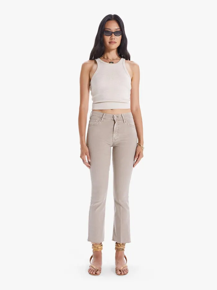 Women Pants Mother Denim The Insider Ankle Fray Beigekhaki