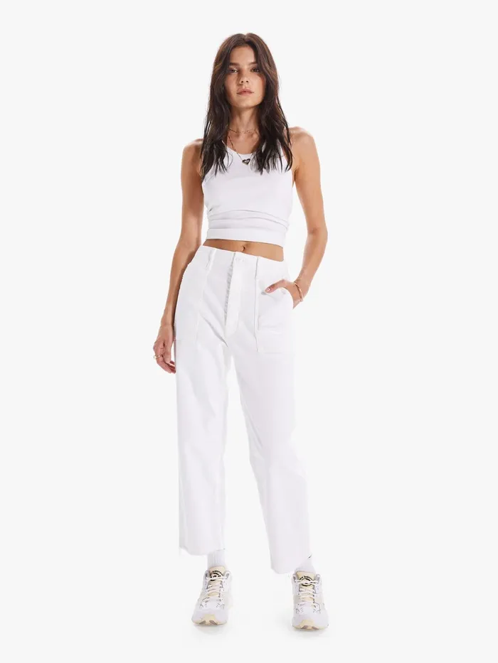 Women Pants Mother Denim The Patch Pocket Private Ankle White