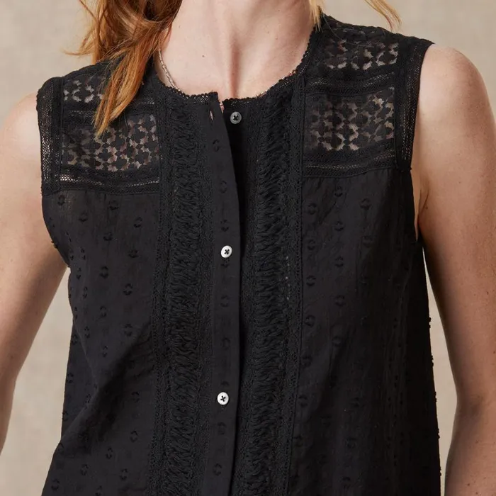 Women Paola Lace Shell Petite Black Sundance Catalog Petite Styles