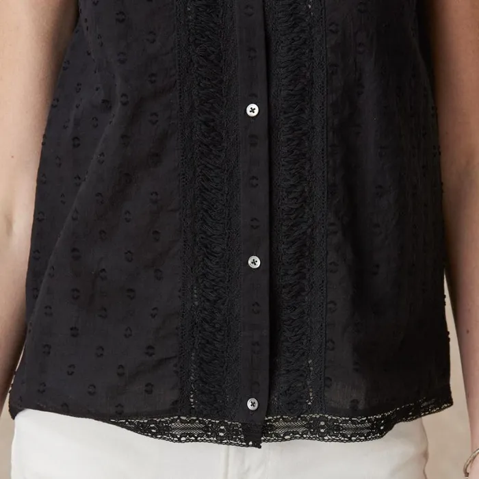 Women Paola Lace Shell Petite Black Sundance Catalog Petite Styles