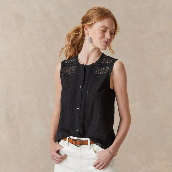 Women Paola Lace Shell Petite Black Sundance Catalog Petite Styles