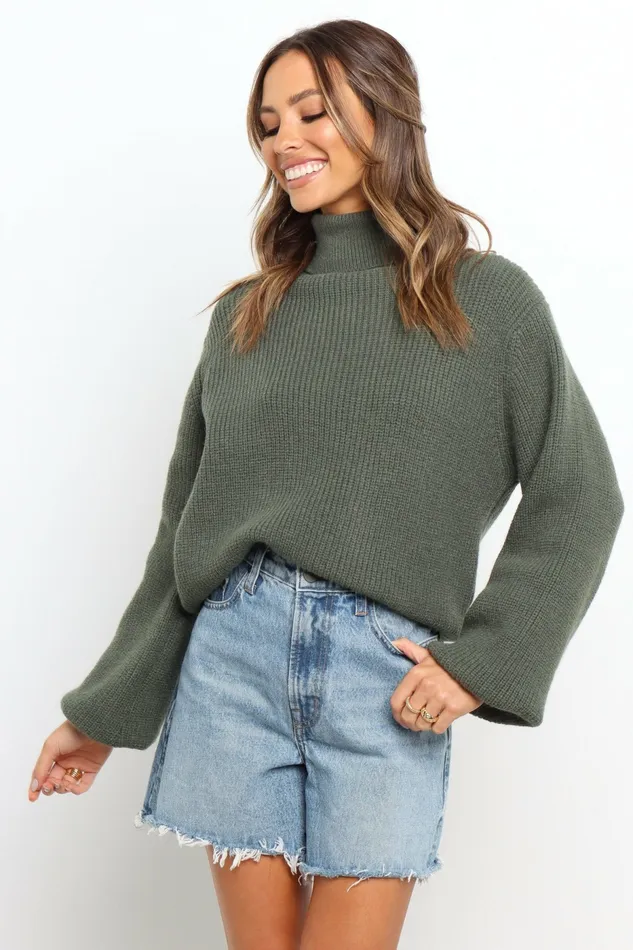 Women Petal and Pup Freddie Knit Sweater Green Sweaters